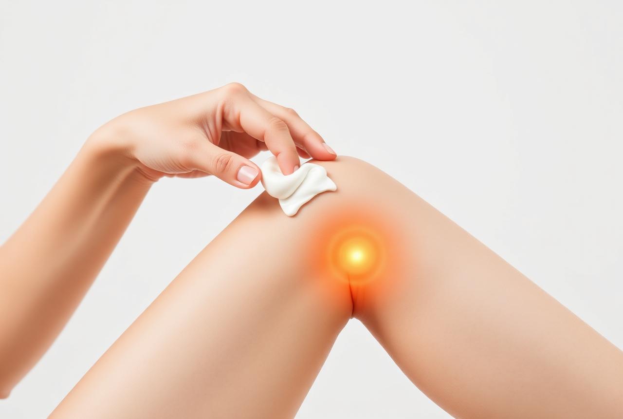 Applying Arthryon heat relief cream to a sore knee
