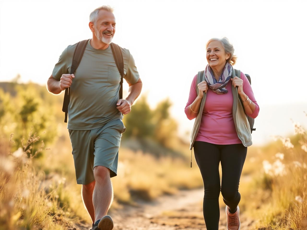 Active couple hiking after using Arthryon Heat Relief Cream